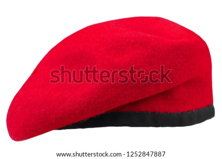 military troops maroon beret isolated