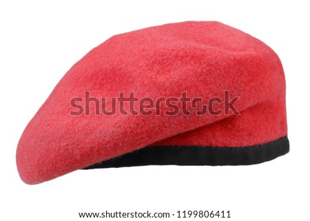military troops red beret isolated