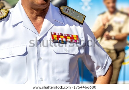 Military Uniform Officer. Spanish Armed Forces. Military honours and Military rank.