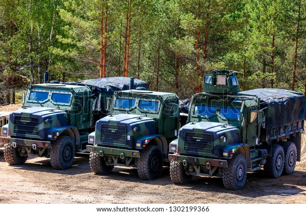 Military vehicles in Latvia. International\
Military Training \