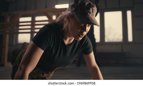 Military Woman Doing Push Ups