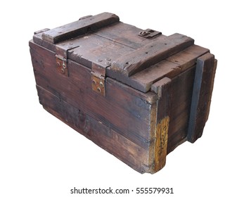 Military Wooden Crate  / Old Wooden Crate / Isolated White     