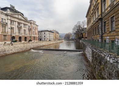 Miljacka River That Separates Sarajevo 