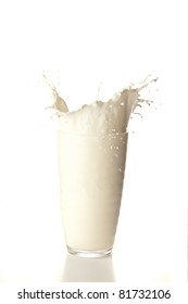 Pouring Milk Bottle Into Glass Splashing Stock Photo 567423010 ...