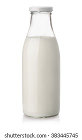Milk bottle isolated on white - Shutterstock ID 383445745