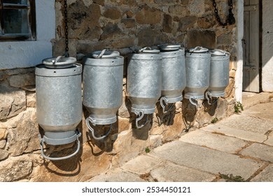 Milk cans after cleaning the milk can be transported - Powered by Shutterstock