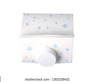 Milk Carton On White Background Isolation, Top View