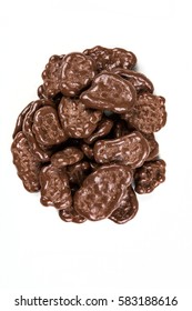 Milk Chocolate Banana Chips Isolated On A White Background