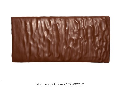 Milk Chocolate Bar Isolated On White Background Top View.