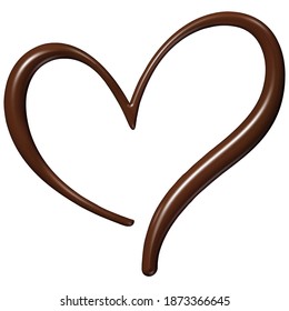 Milk Chocolate Heart On White Background Isolated. Valentines Day