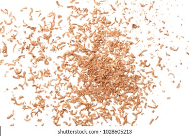 Milk Chocolate Shavings Isolated On White Background Top View