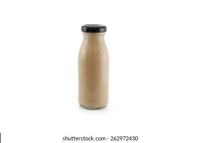 Milk coffee in bottle  isolated on white background