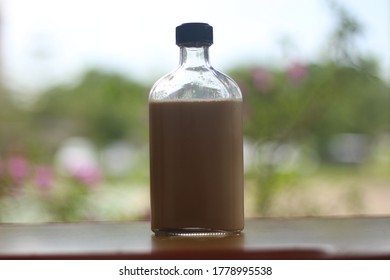 Milk Coffee In A Glass Bottle