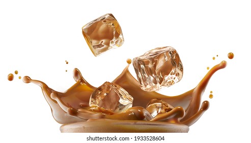 Milk coffee splashed from the mouth of the glass - Shutterstock ID 1933528604