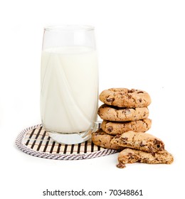 Milk And Cookies, On White Background