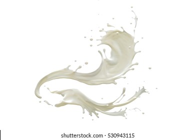 Milk drops and splashes isolated on white background