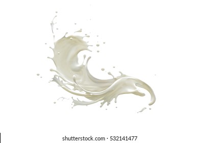 Milk drops and splashes isolated on white background. 