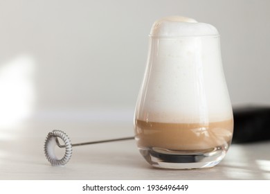 Milk foam maker. Mini blender, frothers for coffee, latte - Powered by Shutterstock