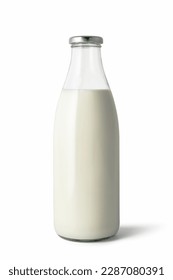 milk in glass bottle Isolated with clipping path on white background - Shutterstock ID 2287080391