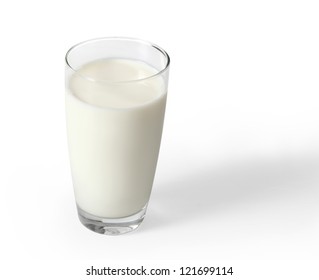 Milk In The Glass On A White Background