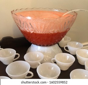 Milk Glass And Glass Vintage Punch Bowl