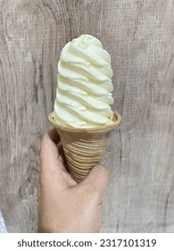 Milk ice cream cone flavor - Shutterstock ID 2317101319
