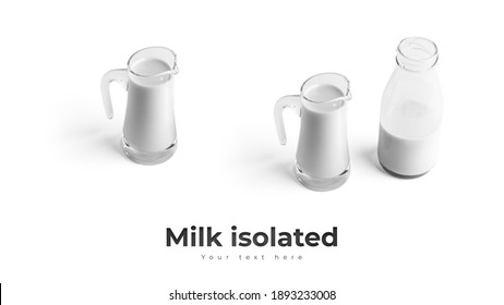 Milk Jar Isolated On White Background. High Quality Photo