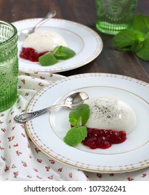 Milk Jello With With Cranberry Sauce