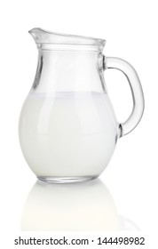 Milk In Jug Isolated On White