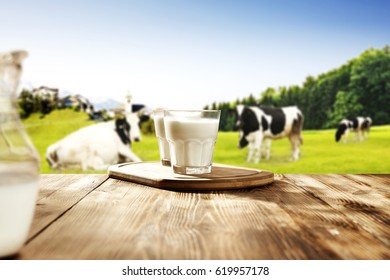 milk and landscape with green grass 
