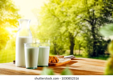 Milk And Landscape Of Spring Time 