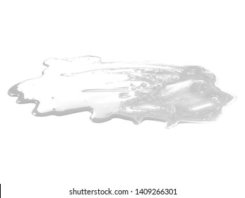 Milk on white background. Spilled milk puddle isolated on white background. Texture of spilled milk.