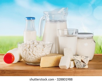 Milk products. - Shutterstock ID 328801988
