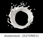 milk splash circle shape black background