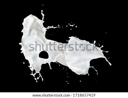 milk splash isolated on black background