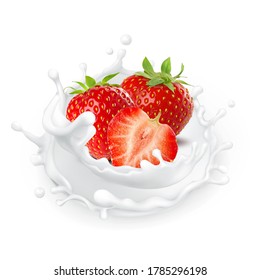 Milk Splash Strawberry Flavor Fruit Cream Milkshake Food Drop 