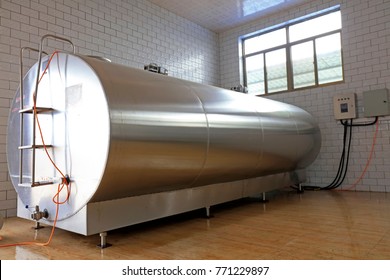 Milk Storage Tank In Dairy Farm