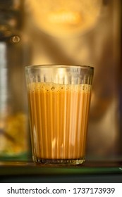 Milk Tea In A Glass Or Indian Karak Chai.