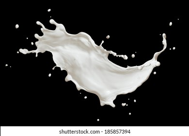 Milk Or White Liquid Splash Isolated On Black Background