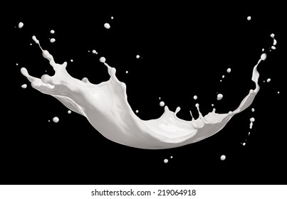 milk or white liquid splash isolated on black background - Shutterstock ID 219064918