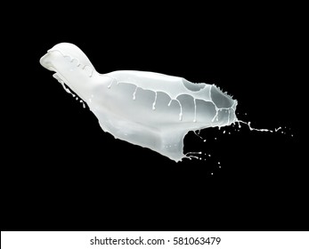 Milk Or White Liquid Splash Isolated On Black Background