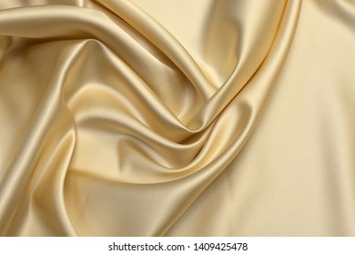 Milk-colored Taffeta Silk Fabric Artistic Layout. Texture, Background. Template.