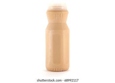 Milk(tea Taste) In A Plastic Bottle On A White Background