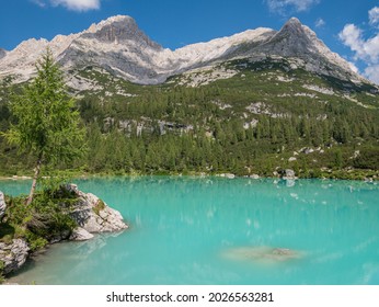 The milky water from a beautiful mountain lake in South Tyrol