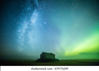 Milky way and aurora in the countryside - Shutterstock ID 479776399