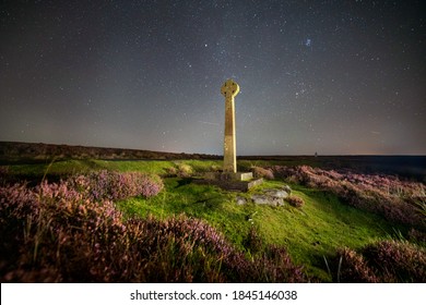 Milky Way And Cross At North York Moors, Rosedale, UK. Not A Digital Replaced Sky.