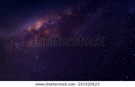 Milky way galaxy with star and space dust in the universe and deep planet night sky background, with copy space.