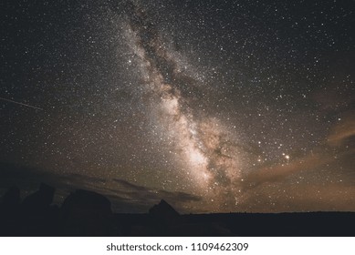 Milky way galaxy and stars from Black Canyon of the Gunnison National Park, Colorado.