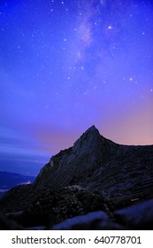 Milky Way On Kinabalu Mountain In Kinabalu National Park. Kota Kinabalu - Malaysia.