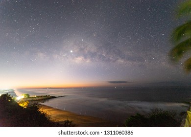 Milky Way On Pacific Ocean Beach Night